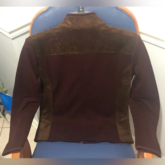 🎉Host Pick🎉New Talbots maroon/brown faux suede trim fleece soft jacket, PM - Picture 8 of 16